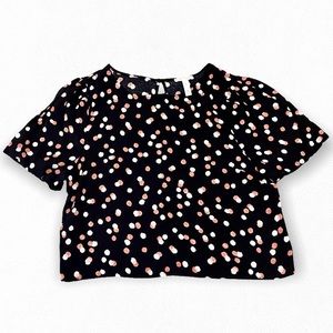 🌷Leith ditsy black & pink polka dot crop top